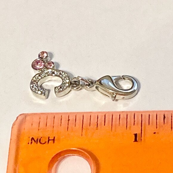 Vintage Disney Pink Crystal Mickey Mouse Ears Charm Clip On Initial Letter C - Picture 10 of 10